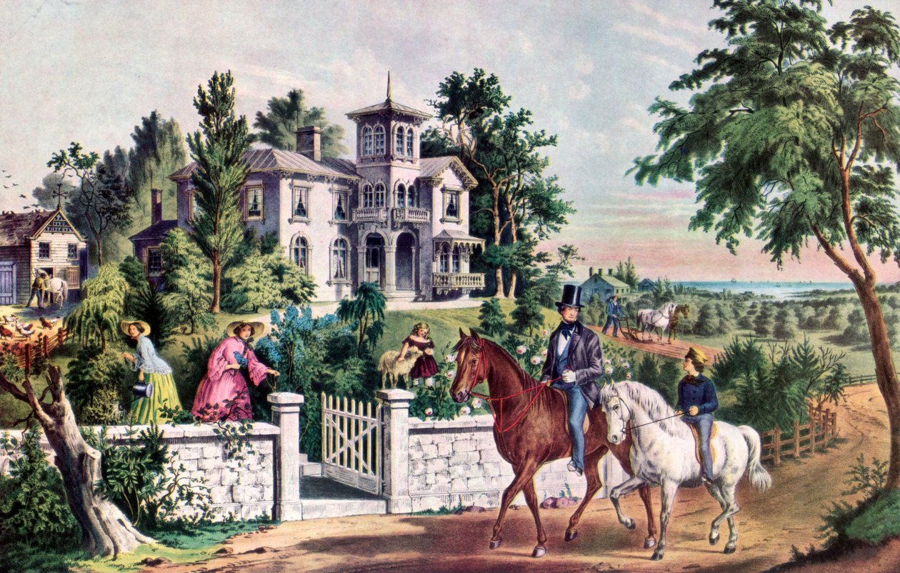 Amerikanisches Landleben, Maienmorgen, 1855 von Currier and Ives