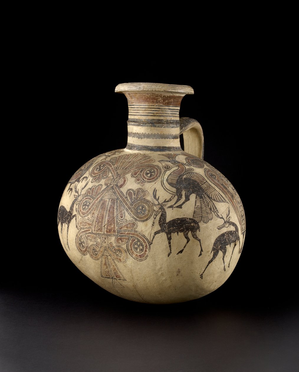 Zypriotischer Fasskrug mit Vögeln und Hirschen, 7.-6. Jahrhundert von Cypriot