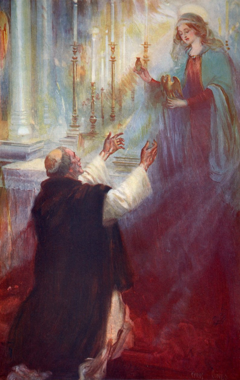 Die Legende vom Krönungsöl und der Ampulle: die Jungfrau erscheint Thomas Becket von Cyrus (after) Cuneo