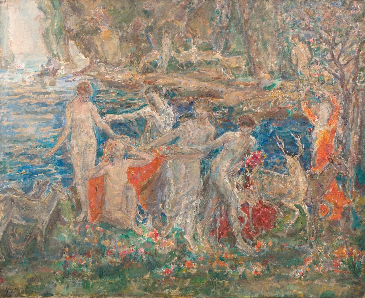 Dekoration für den Frühling: Die erwachende Erde, ausgestellt 1924 (Öl auf Leinwand) von Dame Ethel Walker