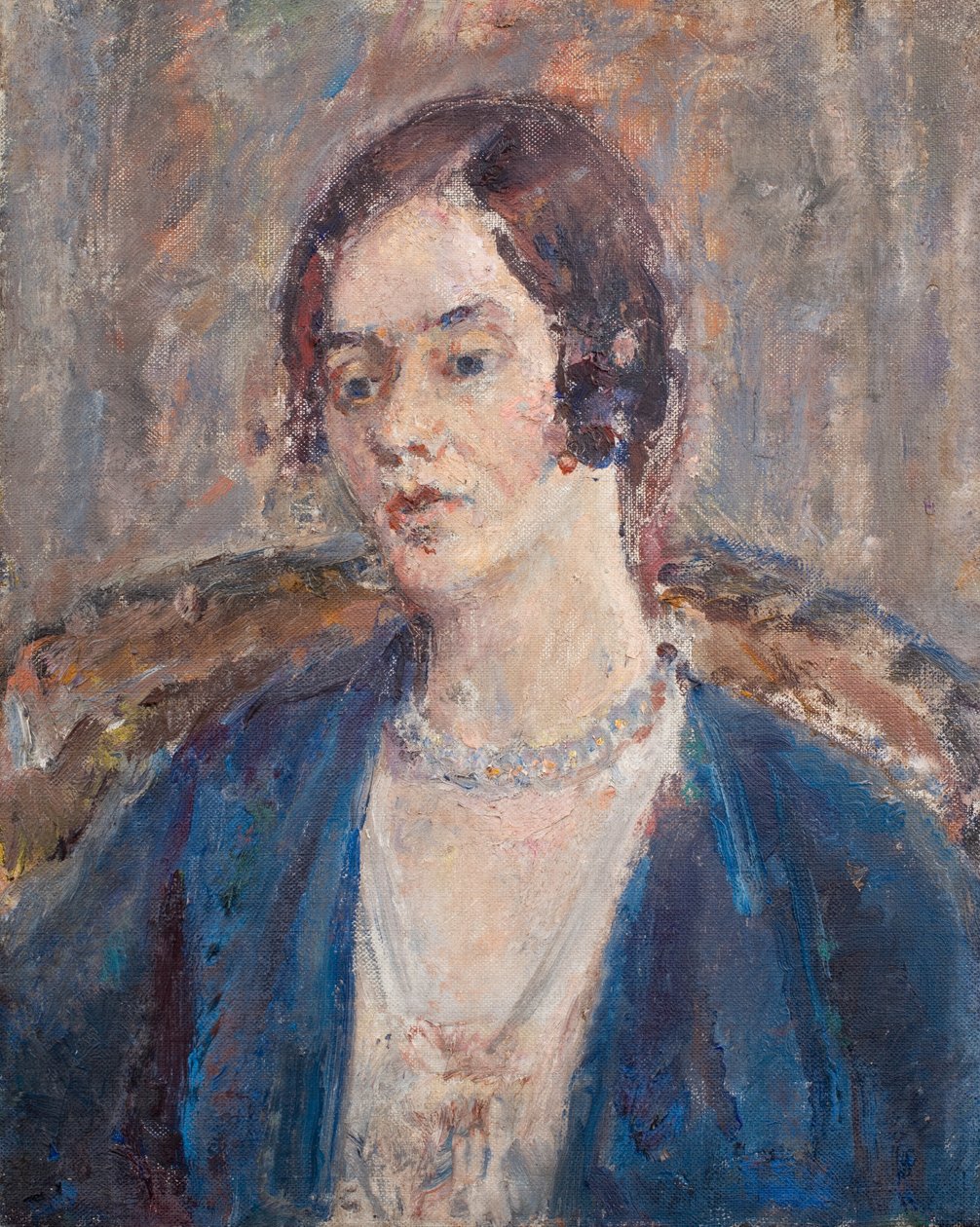 Melancholische Frau in Blau, ca. 1935 von Dame Ethel Walker