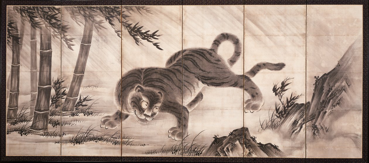 Tiger [links vom Paar Drache und Tiger], Mitte des 16. Jahrhunderts von Dōan Yamada