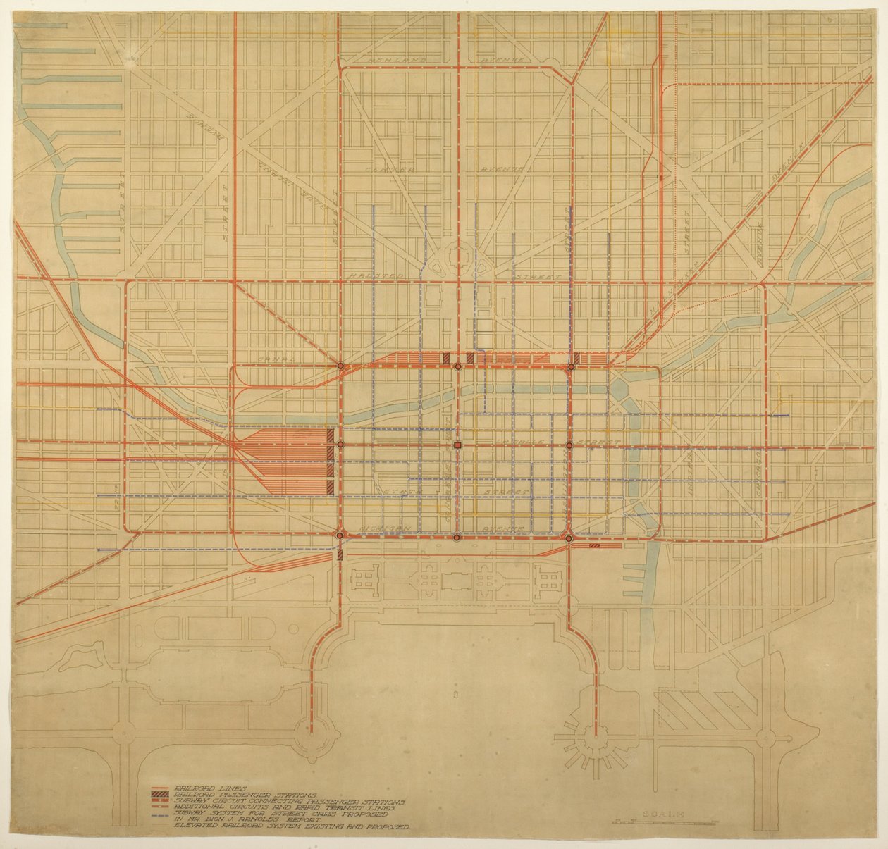 Tafel 80 aus Der Plan von Chicago, 1909: Chicago. Diagramm des Stadtzentrums, das den vorgeschlagenen... zeigt von Daniel Burnham