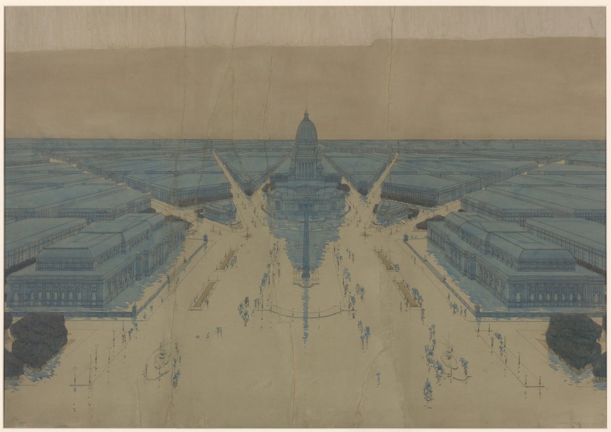 Ansicht des vorgeschlagenen Bürgerzentrums und der Gebäude, Der Plan von Chicago 1909 von Daniel Hudson Burnham