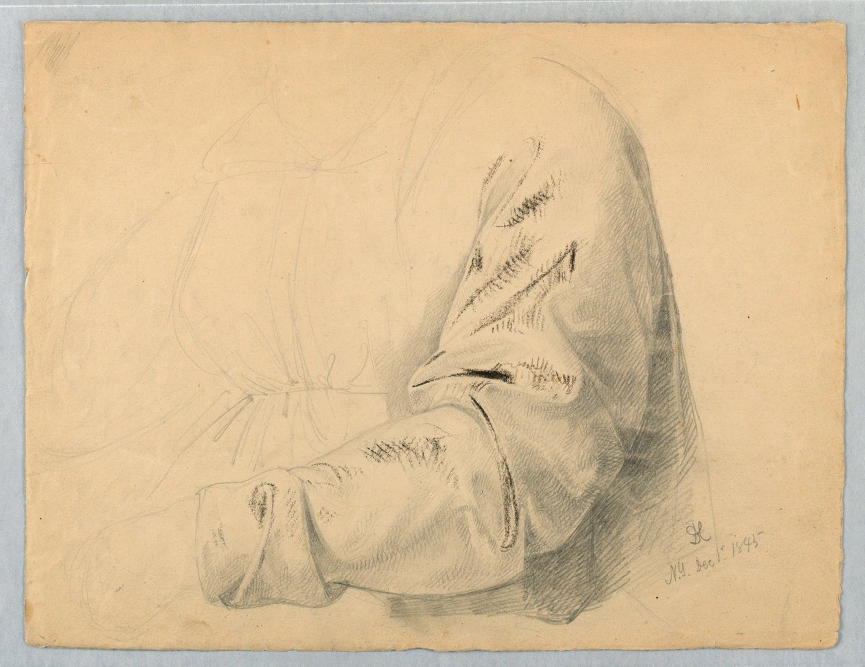 Draperiestudie des Mieders, 1. Dezember 1845 von Daniel Huntington
