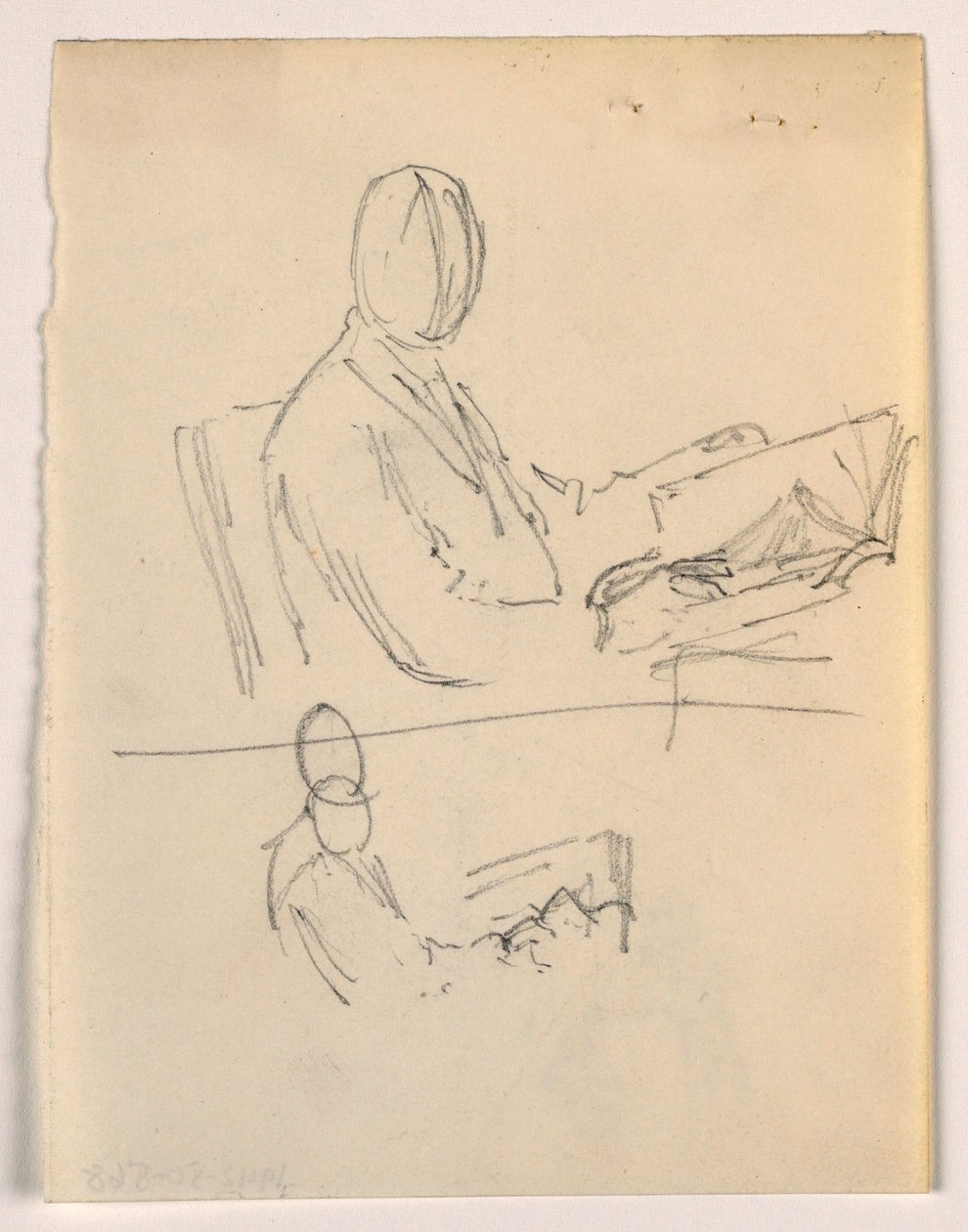 Zeichnung, Mann sitzt mit einem Buch, 1879-86 von Daniel Huntington