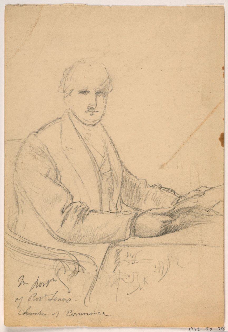 Robert Lenox sitzend an einem Schreibtisch für das Handelskammer-Porträt, 1865 von Daniel Huntington