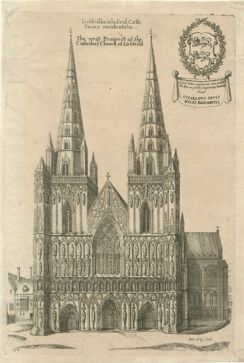 Lichfield Kathedrale - Westfront: Gravur, nd [?spätes 17. Jh.] von Daniel King