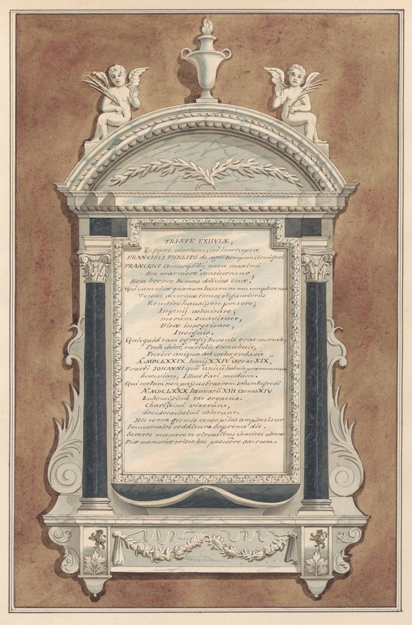 Denkmal für Francis Phelips, aus der Kirche von Sunbury von Daniel Lysons
