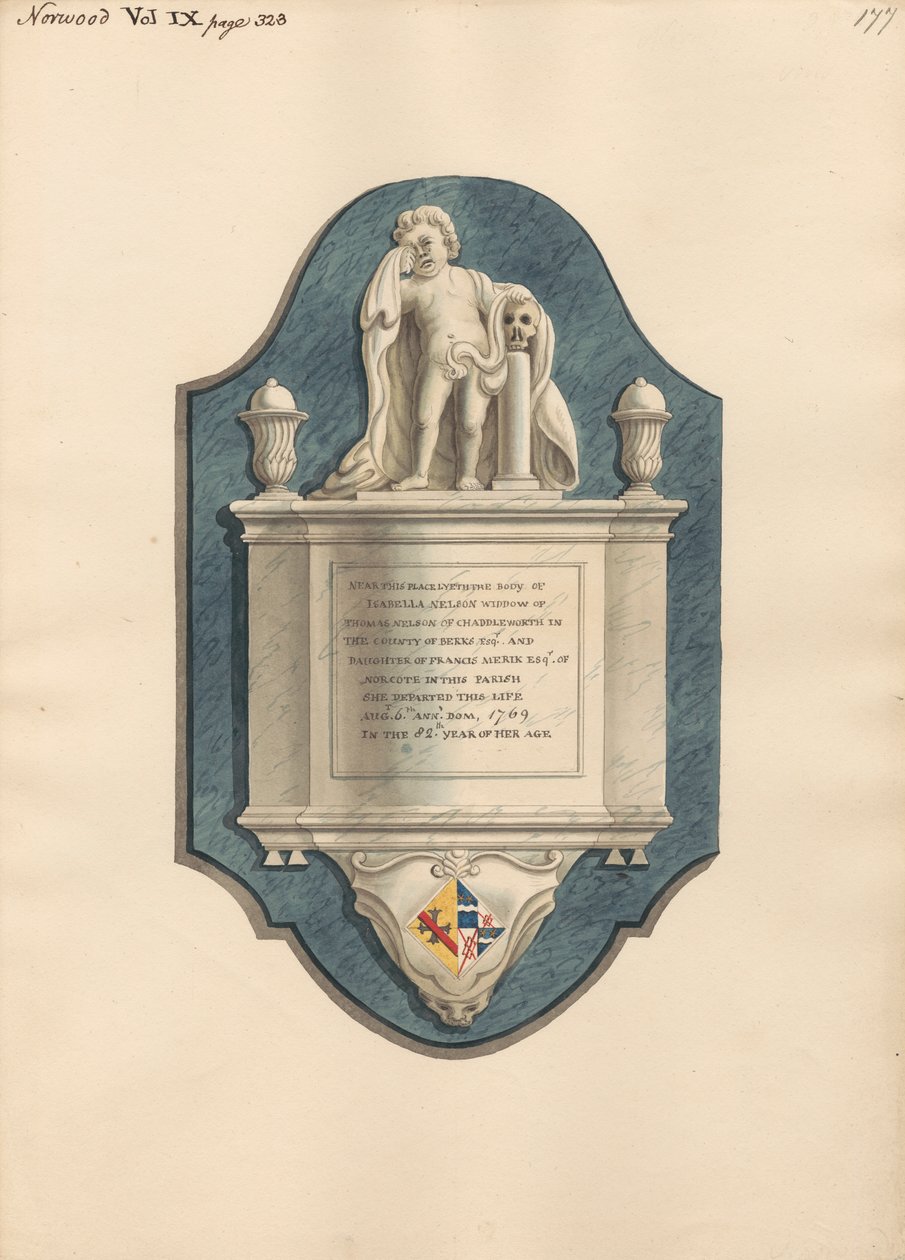 Denkmal für Isabella Nelson aus der Norwood Kirche von Daniel Lysons