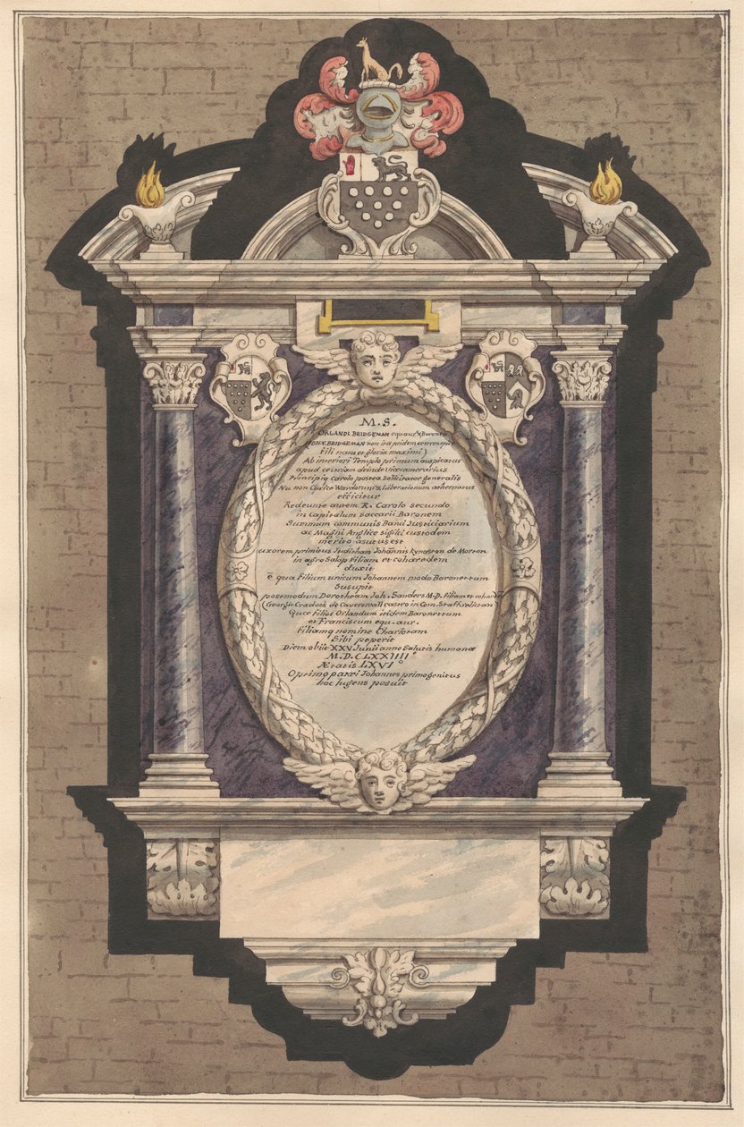 Denkmal für Orlando Bridgeman aus der Kirche von Teddington von Daniel Lysons