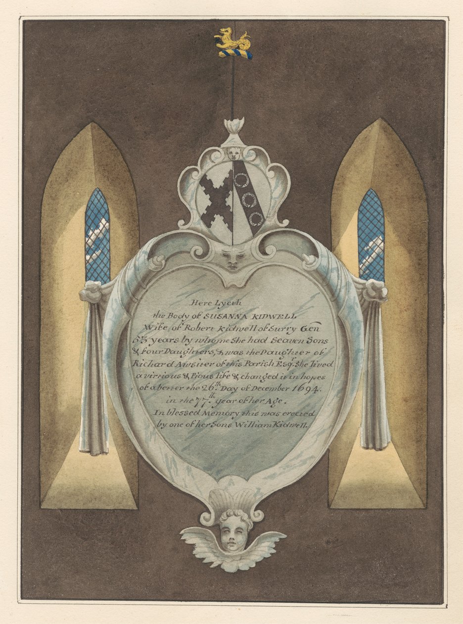 Denkmal für Susannah Kidwell aus der Norwood Kirche von Daniel Lysons
