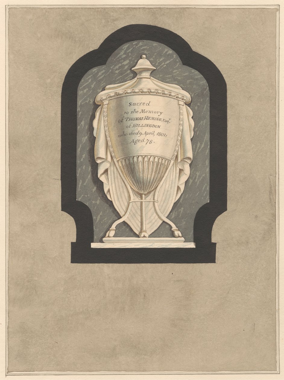 Denkmal für Thomas Heming aus der Hillingdon Kirche von Daniel Lysons
