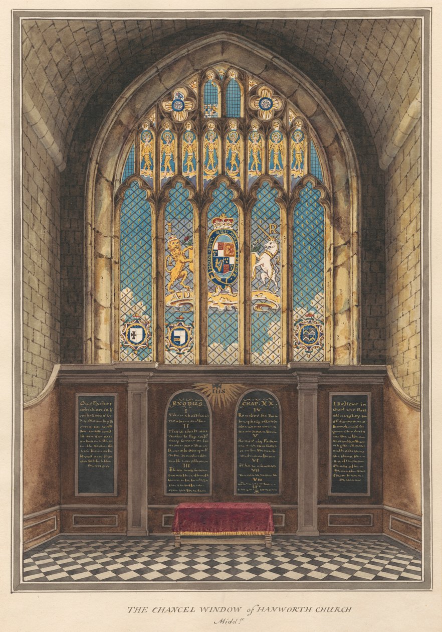 Das Chorfenster der Hanworth Kirche von Daniel Lysons