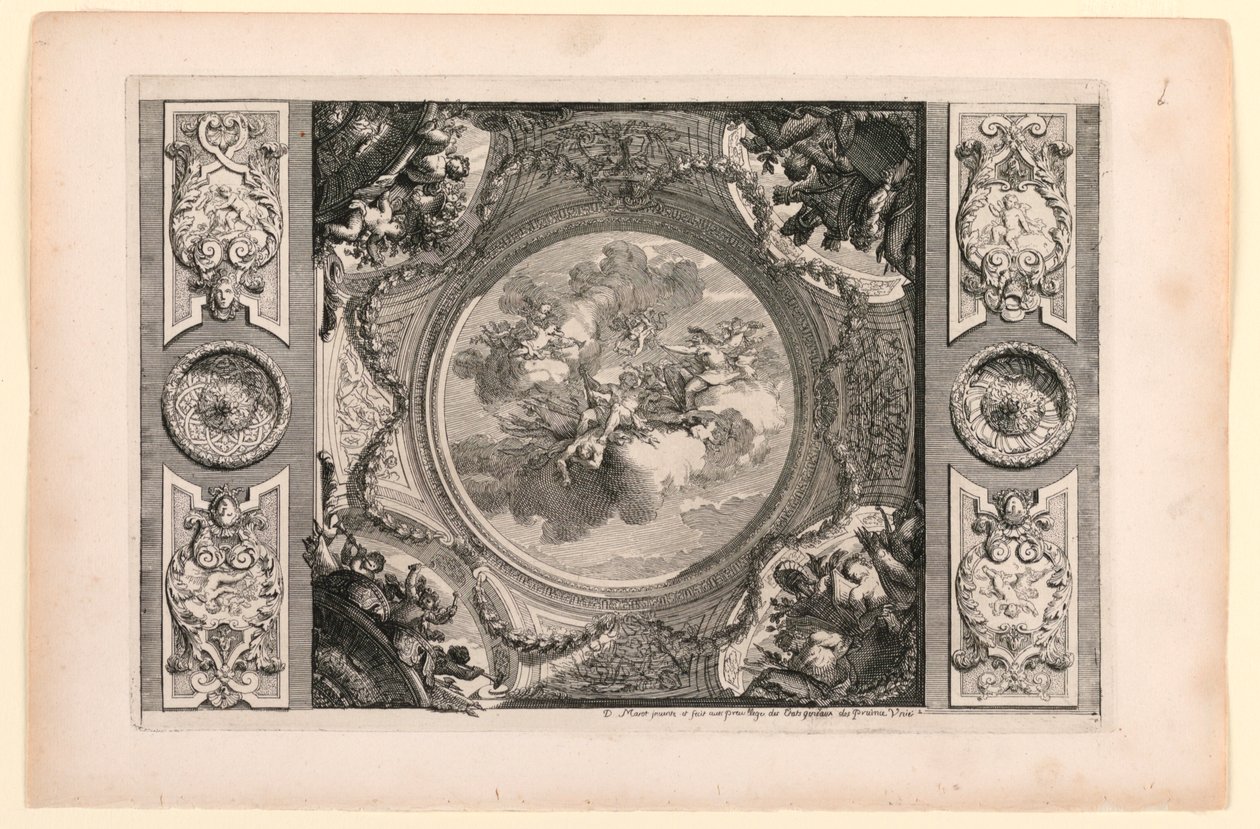 Platte in Nouveaux livres de peintures de salles et d’escaliers (Neue Bücher über Malereien für Räume und Treppen) von Daniel Marot