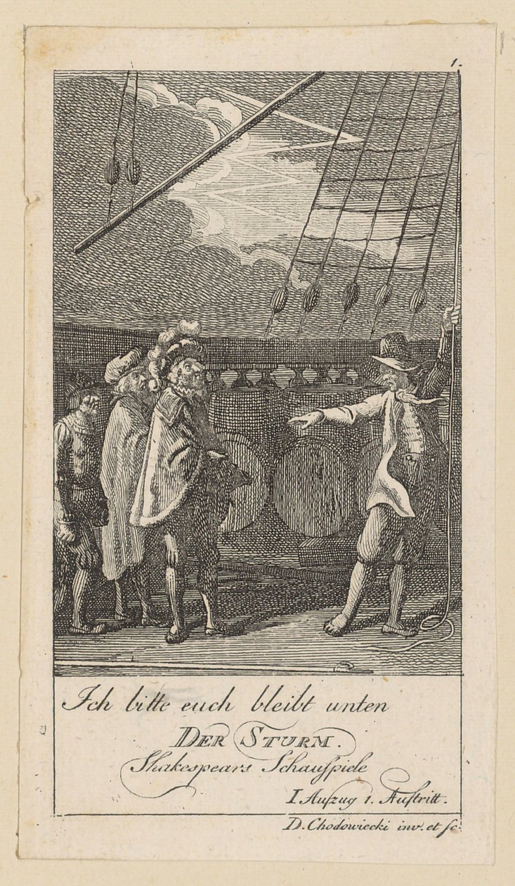 Blatt 1 zu Shakespeares "Sturm" von Daniel Nikolaus Chodowiecki