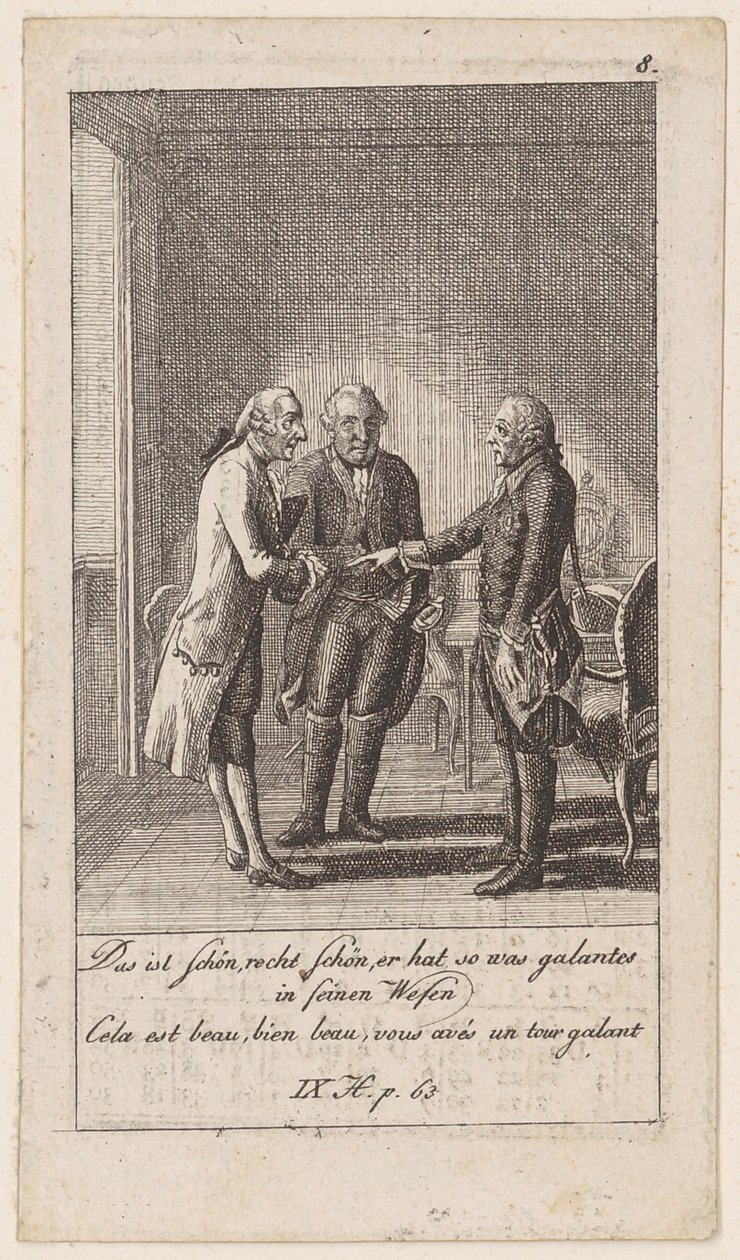 Blatt 8 zu den "Anekdoten und Charakterzügen Friedrichs des Zweiten, Königs von Preußen" von Daniel Nikolaus Chodowiecki