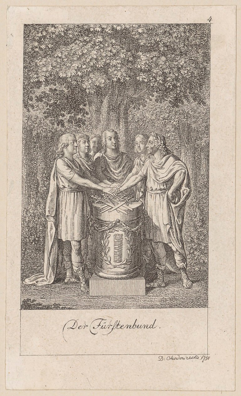 Fürstenbung, Blatt 4 der Folge "Sechs große Begebenheiten des vorletzten Jahrzehnts" von Daniel Nikolaus Chodowiecki
