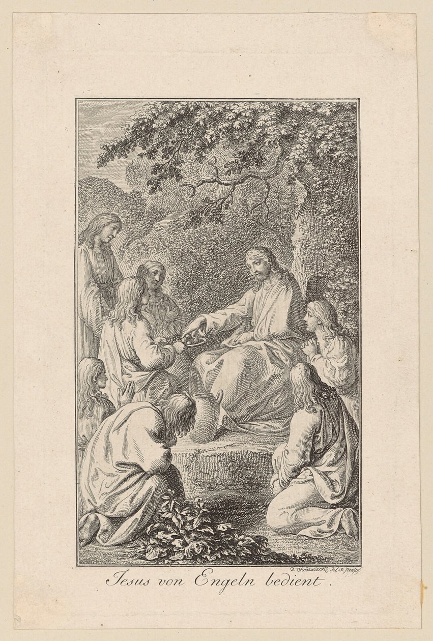 Jesus von Engeln bedient von Daniel Nikolaus Chodowiecki