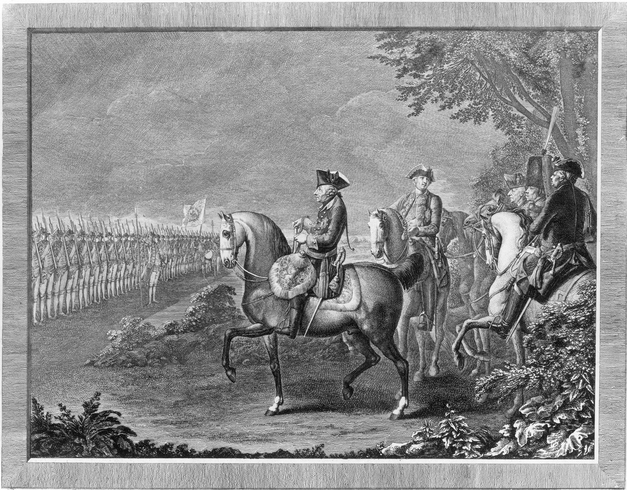 König Friedrich II. Wachparade in Potsdam von Daniel Nikolaus Chodowiecki