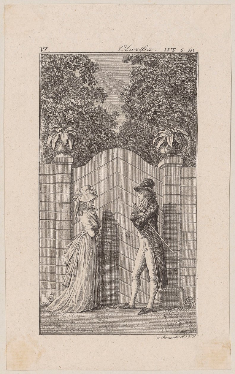 Lovelace überredet Clarisse zu ihrer Entführung von Daniel Nikolaus Chodowiecki