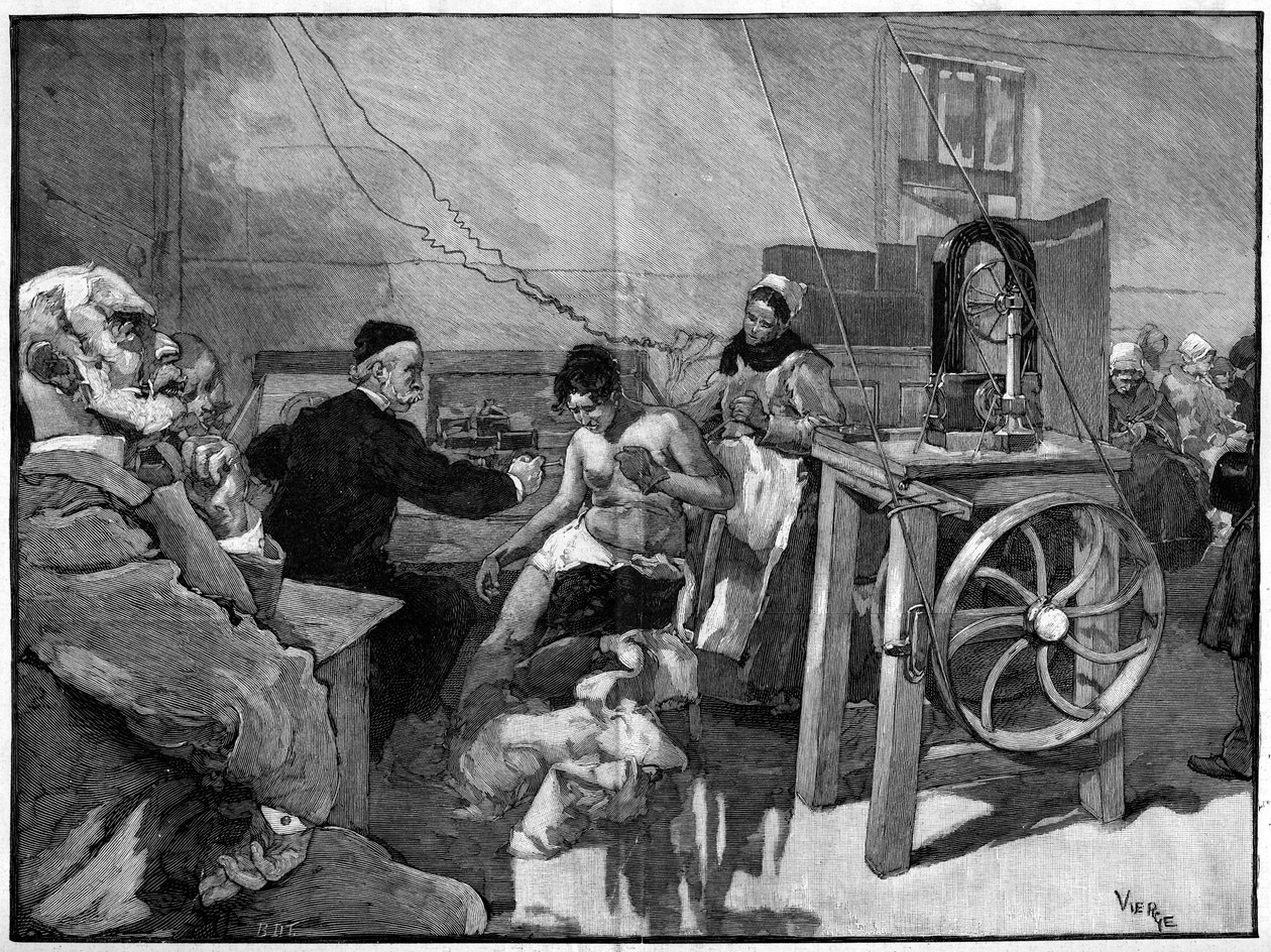 Elektrotherapie in der Salpetriere: Diagnose durch Dr. Vigouroux im Jahr 1887 von Daniel Urrabieta Vierge