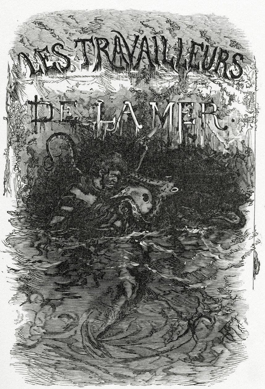 Illustration für den Roman Les Travailleurs de la Mer, 19. Jahrhundert von Daniel Urrabieta Vierge