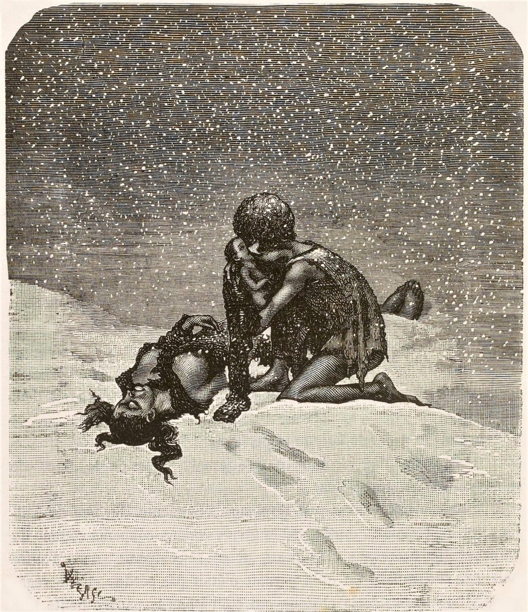 Der lachende Mann - Gwynplaine und die kleine Dea, von Daniel Vierge von Daniel Vierge