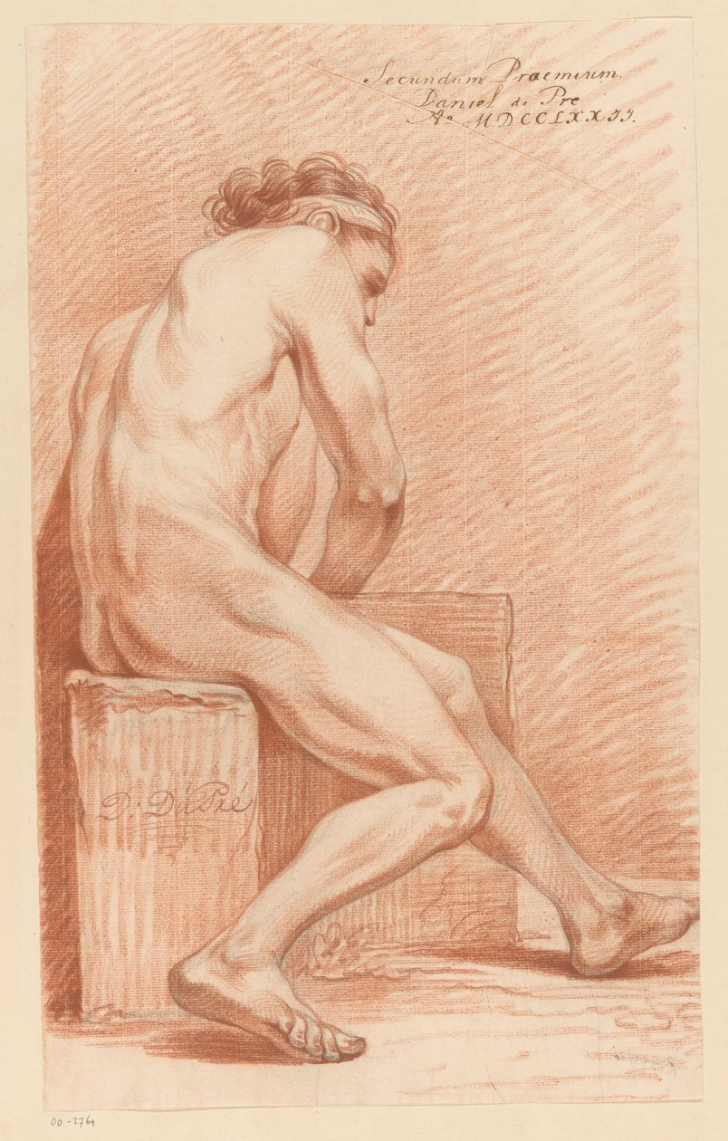 Sitzender männlicher Akt, von der Seite gesehen (2. Preis 1772) von Daniël Dupré
