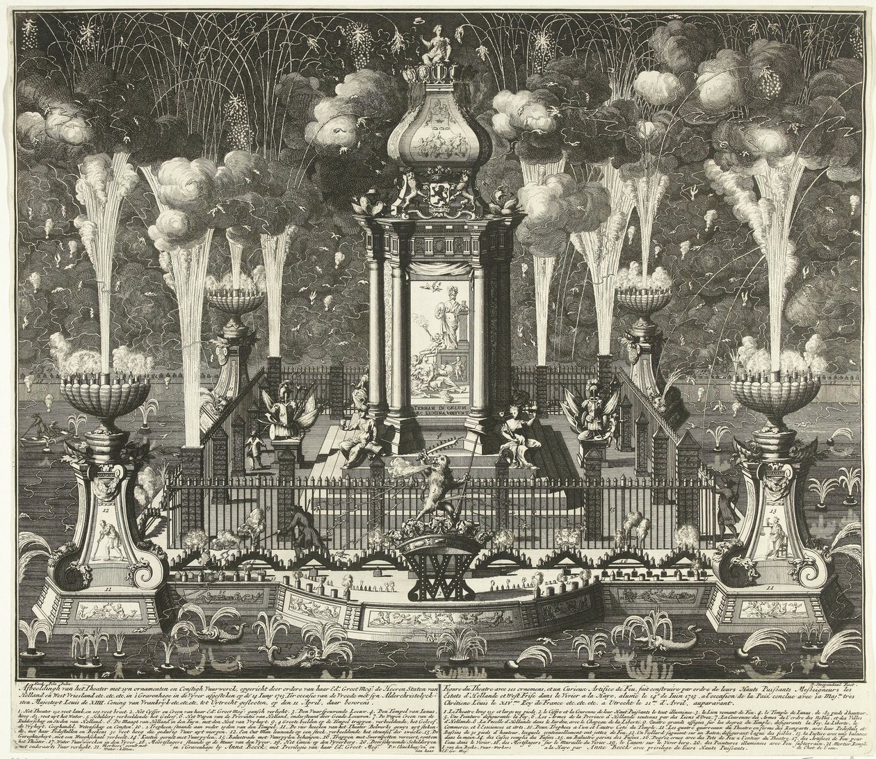 Feuerwerk zur Feier des Friedens von Utrecht, 1713 von Daniël Stopendaal