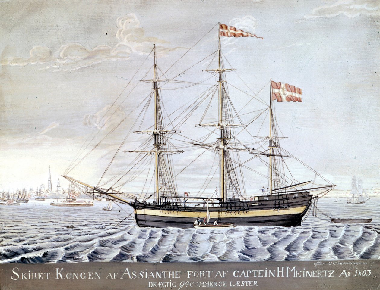 Schiff „Königin von Asien“ 1803. Maritimes Museum von Elsinor, Dänemark von Danish School