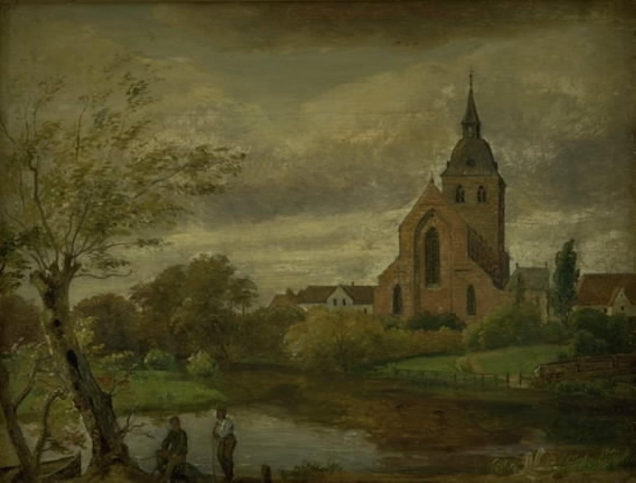 St. Knuds Kirche am Fluss in Odense. Herbst von Dankvart Dreyer