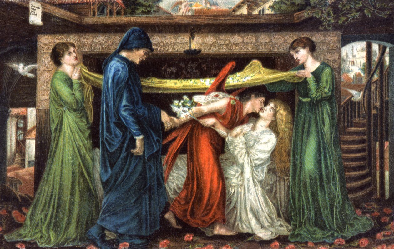 Dante Alighieri trifft Beatrice, ca. 1900 von Dante Gabriel (after) Rossetti