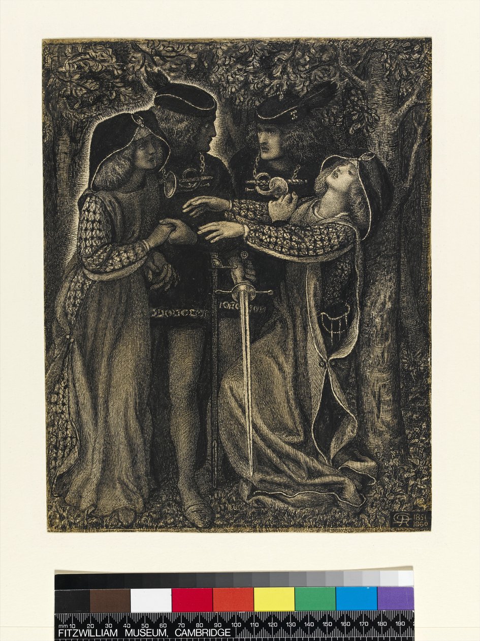 Wie sie sich trafen, ca. 1850-60 von Dante Gabriel Charles Rossetti