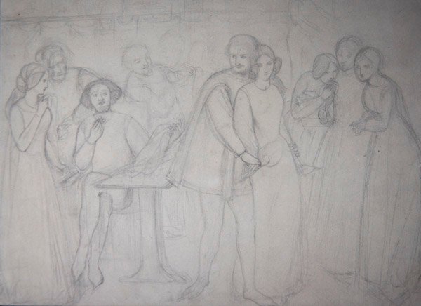 Studie für Benedick und Beatrice von Dante Gabriel Charles Rossetti