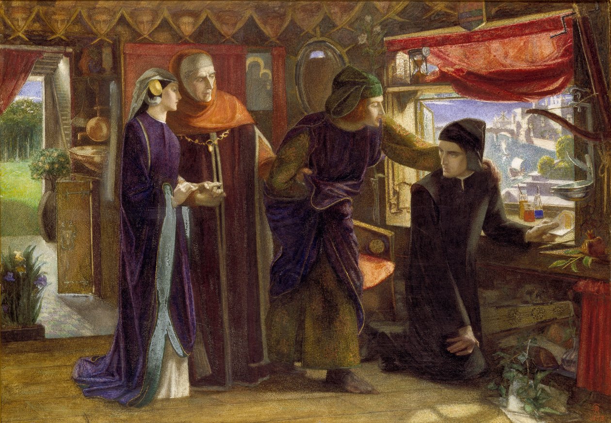 Dante zeichnet einen Engel am Jahrestag von Beatrices Tod, 1853 von Dante Gabriel Rossetti