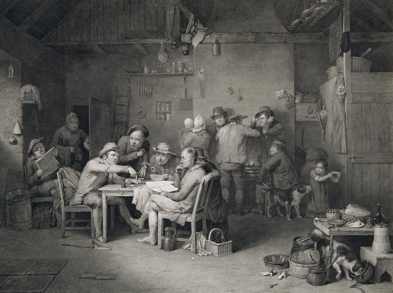 Die Dorfpolitiker, graviert von Abraham Raimbach, 1814 von David Wilkie