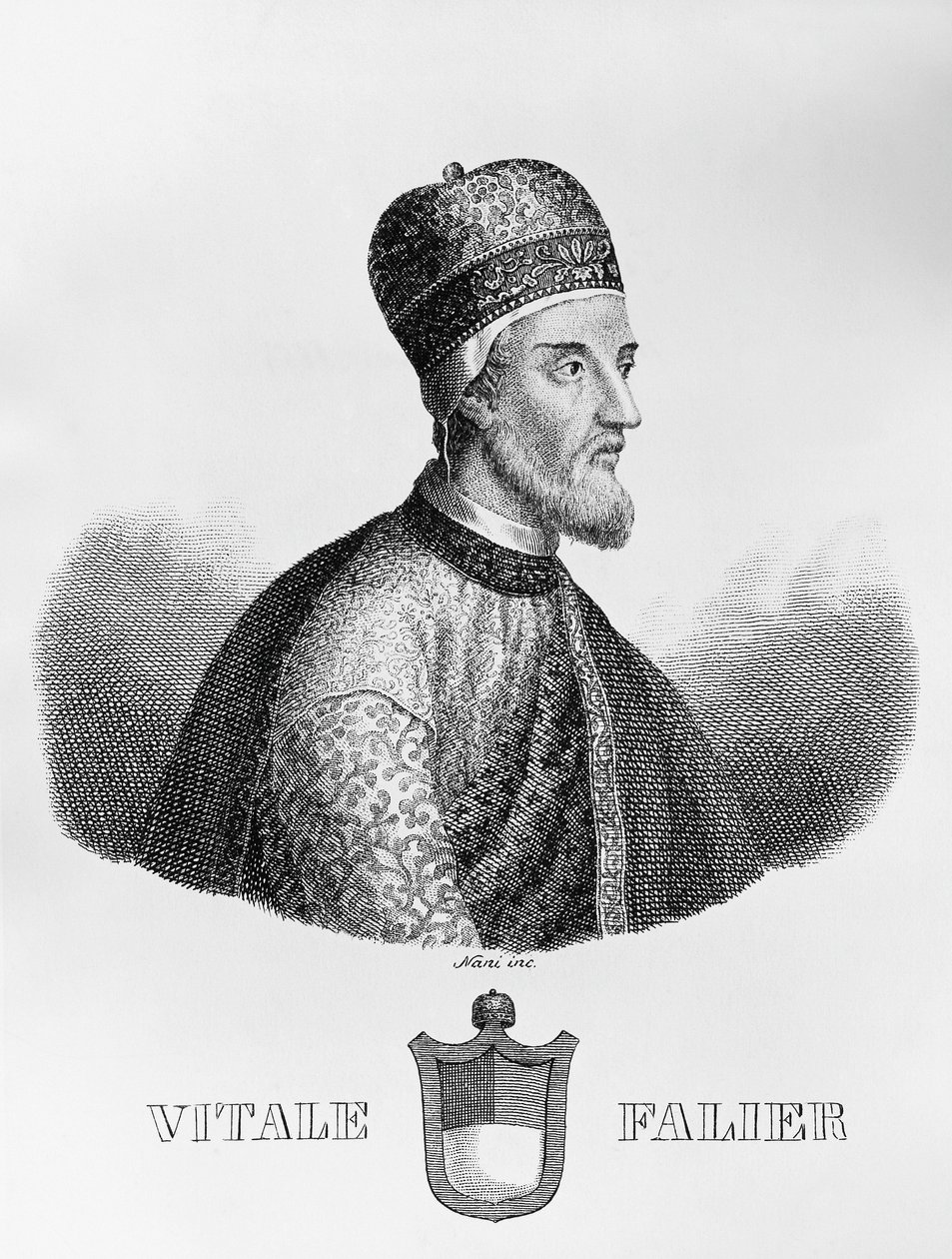 Porträt von Vitale Falier (gestorben ca. 1095), 32. Doge von Venedig, Gravur von Antonio Nani (1803-1870) von John Ward Dunsmore