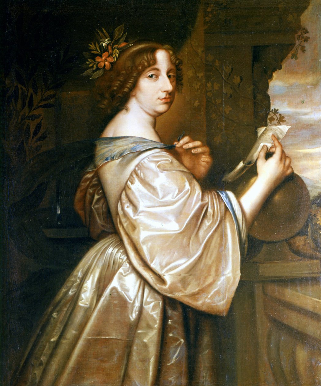 Porträt von Königin Christine von Schweden (1626-1689). Gemälde von David Beck, aufbewahrt im Schloss Gripsholm. von David Beck