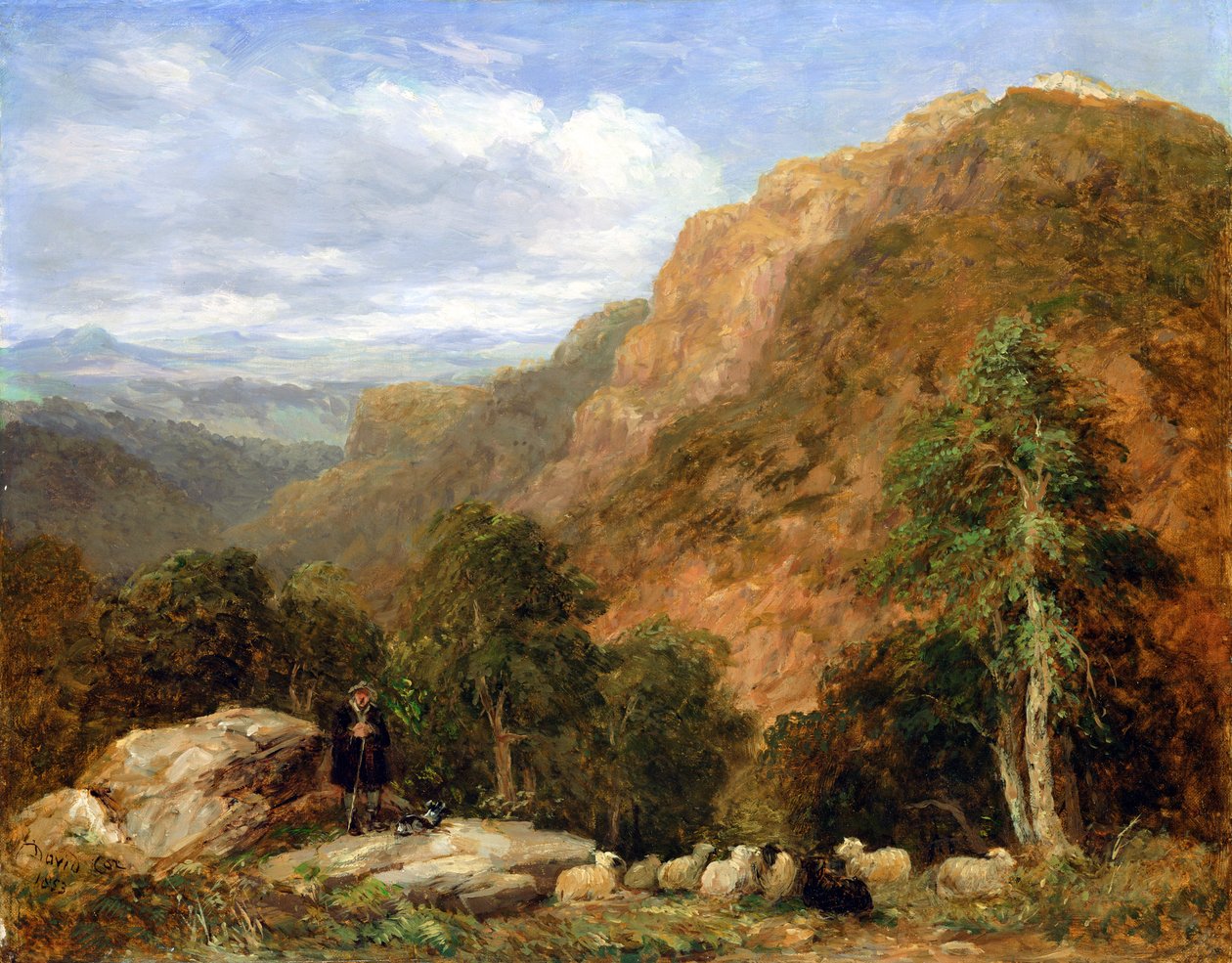 Ein Blick von oben auf Bettws-y-Coed, Moel Siabod und die Snowdon-Range in der Ferne, 1853 von David Cox
