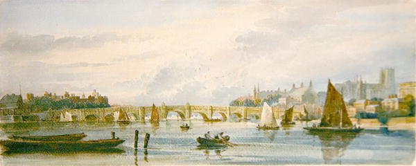 Ein Blick auf die Westminster Bridge in Richtung Lambeth Palace und Westminster Abbey von David Cox