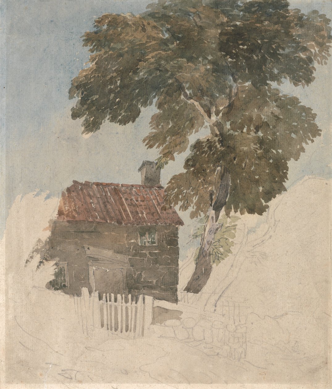 Häuschen und Bäume von David Cox