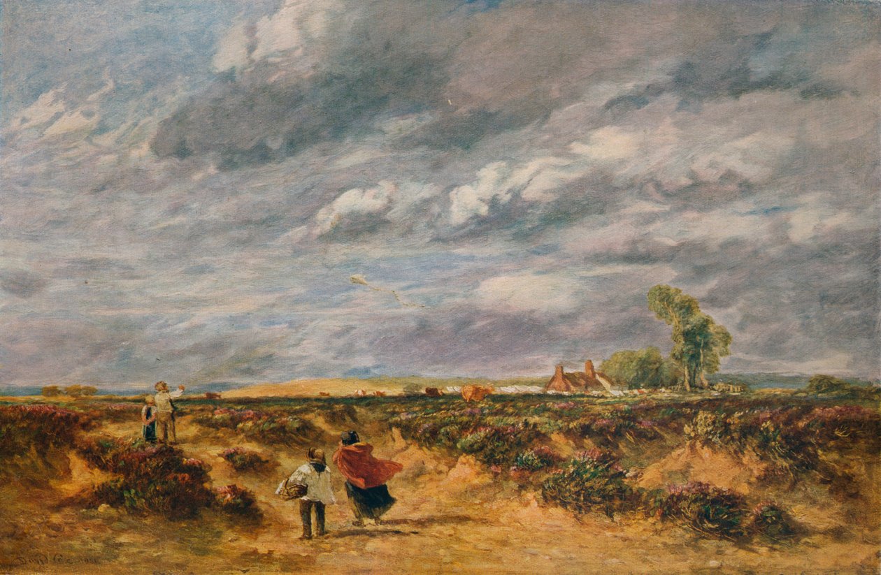 Drachensteigen, ein windiger Tag, 1851 von David Cox the elder