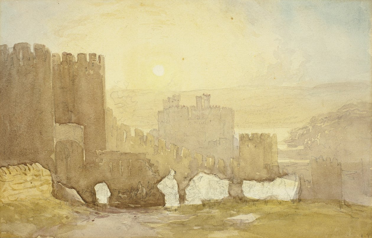 Sonnenaufgang, Conway Castle von David Cox the elder