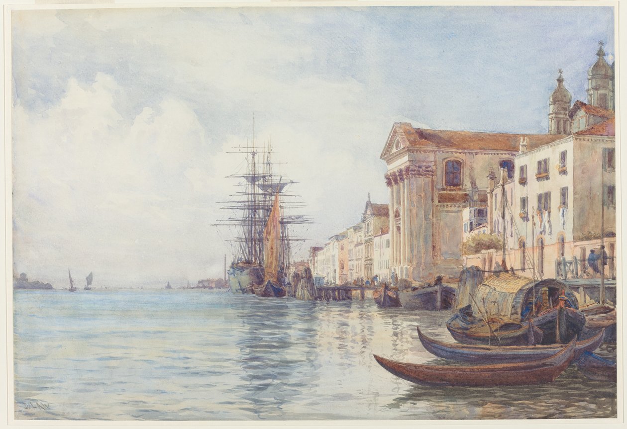 Der Giudecca-Kanal mit Schiffen in der Nähe der Chiesa dei Gesuati von David Law