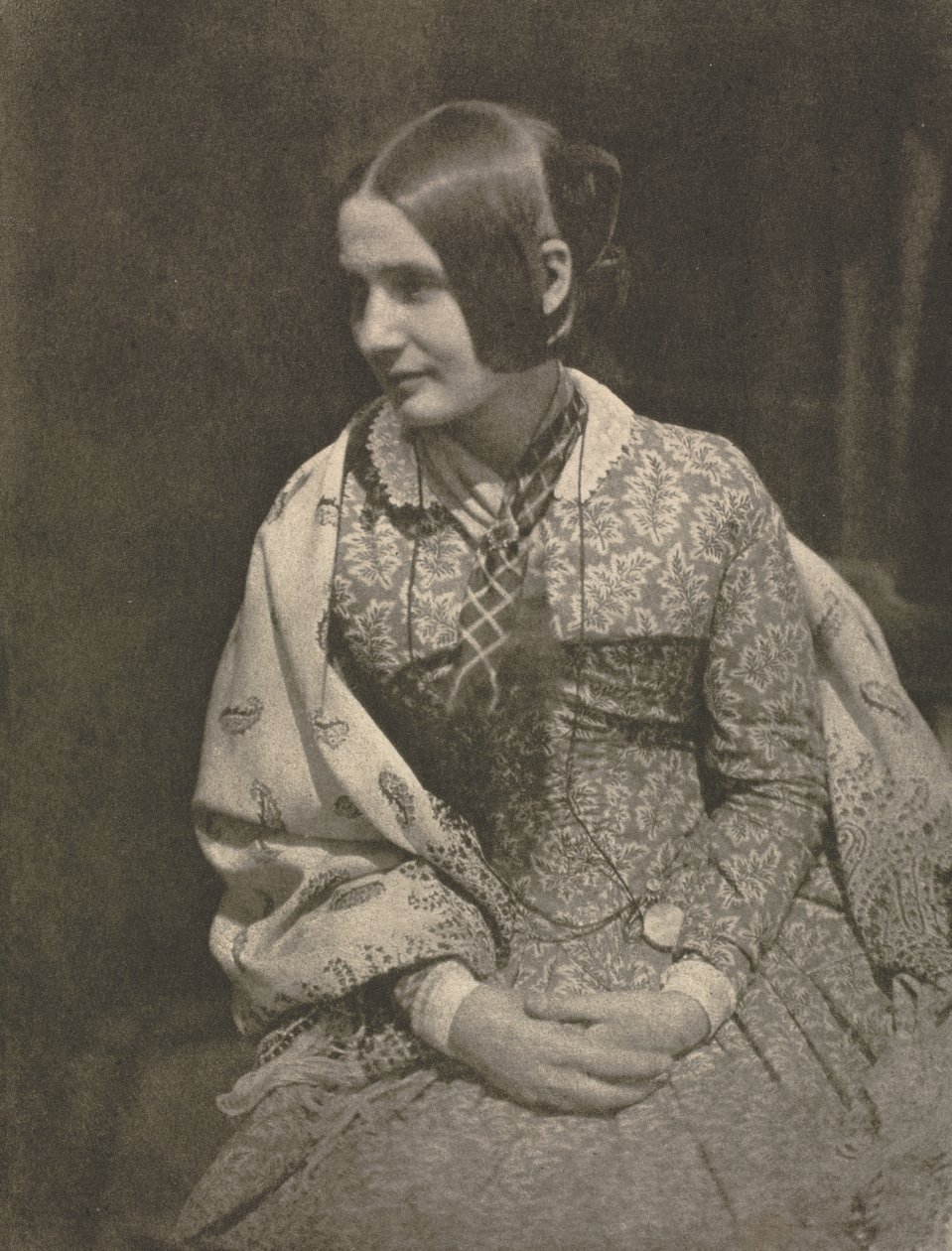 Dame im geblümten Kleid von David Octavius Hill