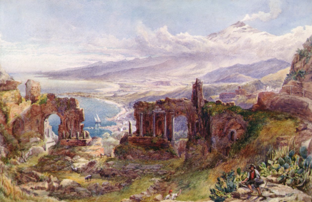 Ein Blick auf Taormina und den Ätna, Sizilien von David Powell