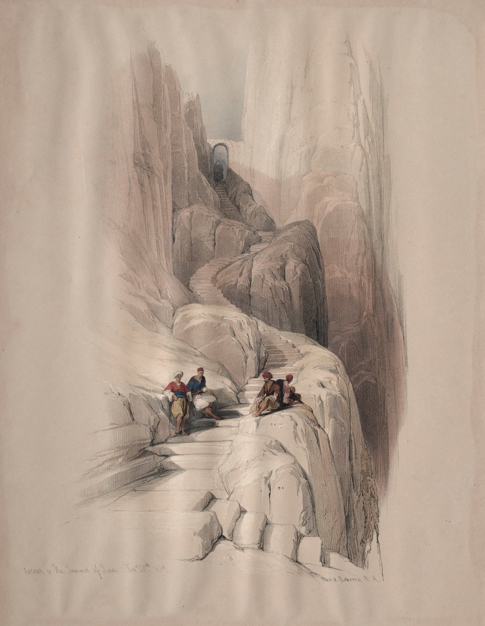 Aufstieg zum Gipfel des Sinai, 1839 von David Roberts