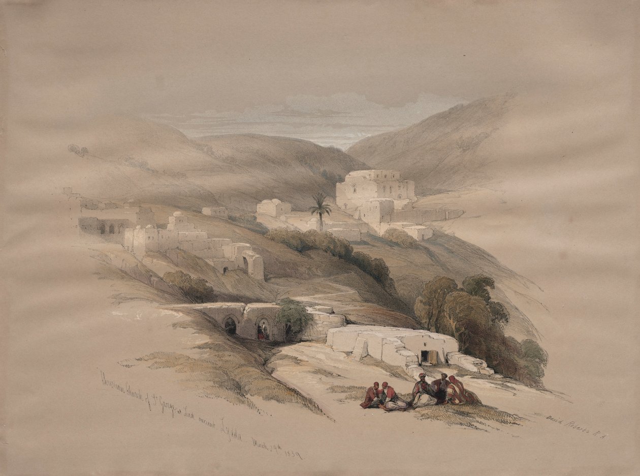 Christliche Kirche des Heiligen Georg in Ludd, antikes Lydda, 1839 von David Roberts