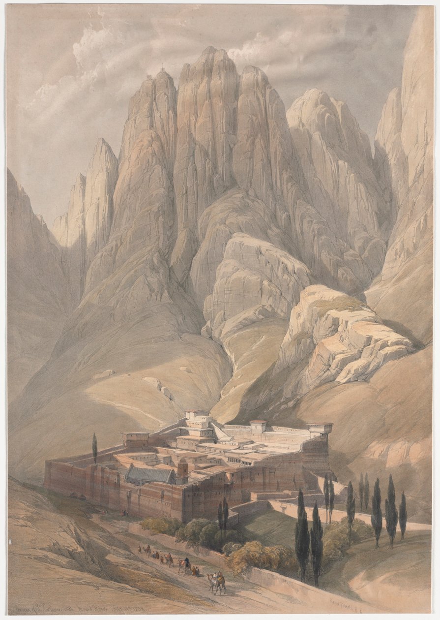 Kloster der Heiligen Katharina mit dem Berg Horeb von David Roberts